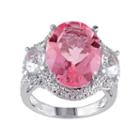 Pink Quartz & White Topaz Sterling Silver 3-stone Ring, Women's, Size: 5