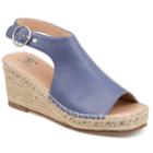 Journee Collection Crew Women's Espadrille Wedges, Size: 8, Blue