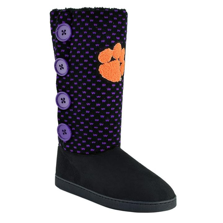 Women's Clemson Tigers Button Boots, Size: Large, Black