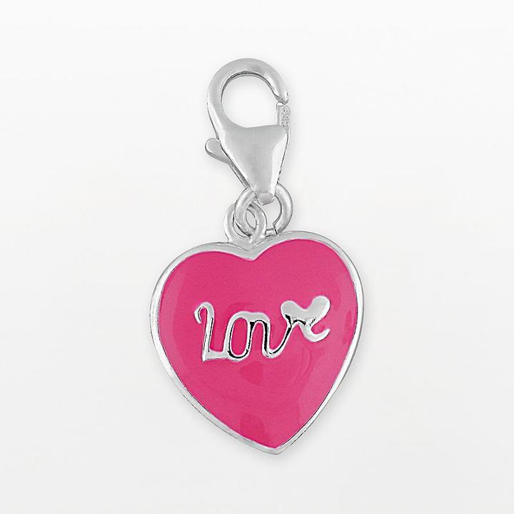 Sterling Silver Love Heart Charm, Women's