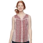 Women's Sonoma Goods For Life&trade; Printed Tank, Size: Xs, Dark Red