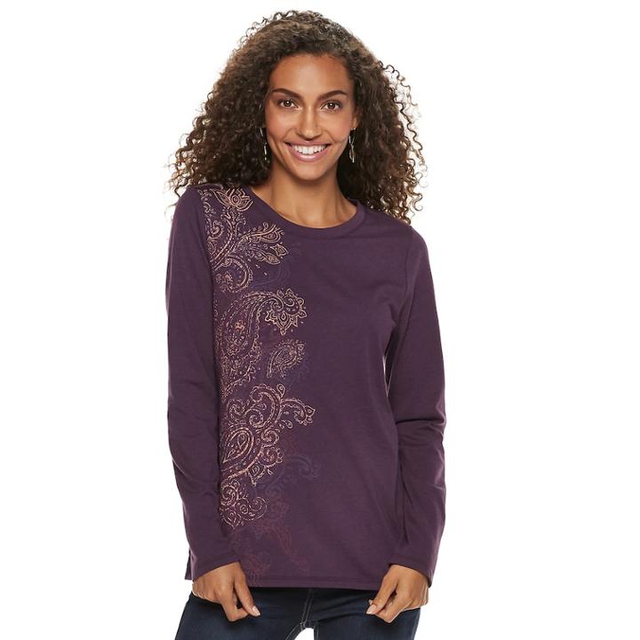 Women's Sonoma Goods For Life&trade; Graphic Crewneck Tee, Size: Medium, Drk Purple