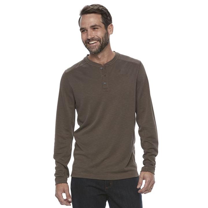 Men's Croft & Barrow&reg; Classic-fit Outdoor Slubbed Performance Henley, Size: Xl, Brown
