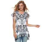 Women's World Unity Lace Shark-bite Top, Size: Large, Grey (charcoal)