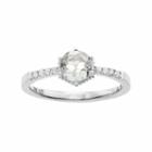 Lc Lauren Conrad 10k White Gold Green Quartz & 1/10 Carat T.w. Diamond Ring, Women's, Size: 8