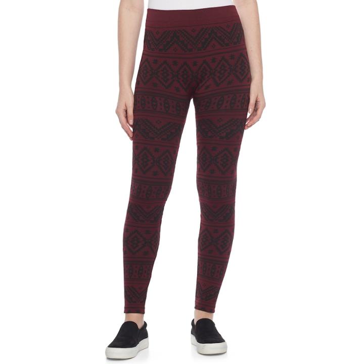 Juniors' Pink Republic Seamless Lined Leggings, Teens, Size: Medium, Dark Red