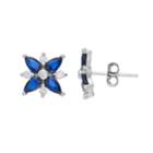 Sterling Silver Lab-created Blue Spinel & Cubic Zirconia Starburst Stud Earrings, Women's