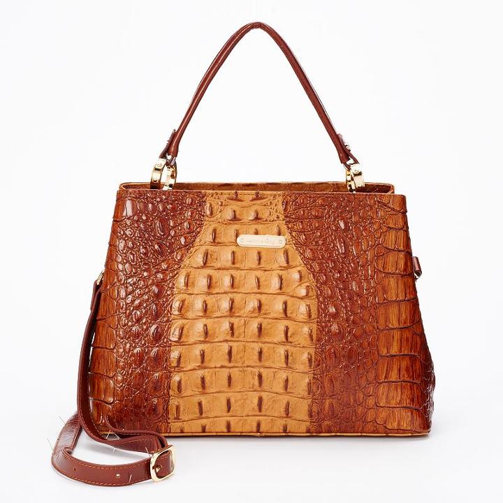 Leatherbay Andria Crocodile Convertible Satchel, Women's, Brown