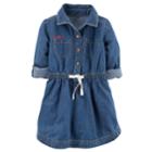 Girls 4-8 Carter's Smile Chambray Shirt Dress, Size: 6-6x, Blue