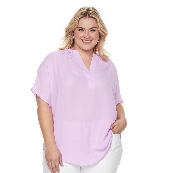 Plus Size Apt. 9&reg; Crepe Blouse, Women's, Size: 2xl, Med Purple