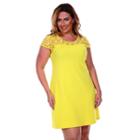 Plus Size White Mark Lace-trim Fit & Flare Dress, Women's, Size: 2xl, Yellow