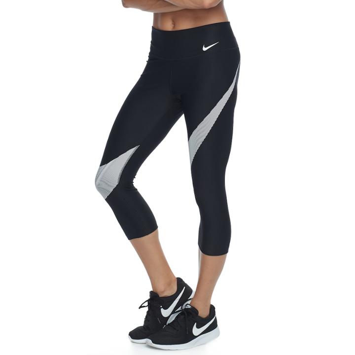 Women's Nike Power Training Drop Yoke Capri Leggings, Size: Small, Grey (charcoal)