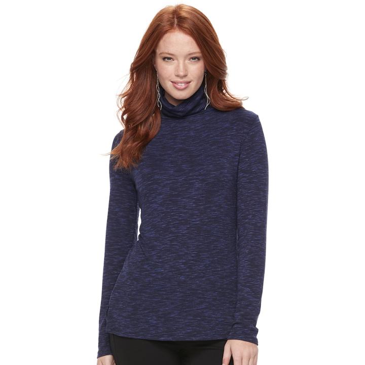 Women's Apt. 9&reg; Turtleneck Tee, Size: Medium, Dark Blue
