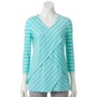 Women's Croft & Barrow&reg; Pieced Tiered V-neck Tee, Size: Medium, Turquoise/blue (turq/aqua)