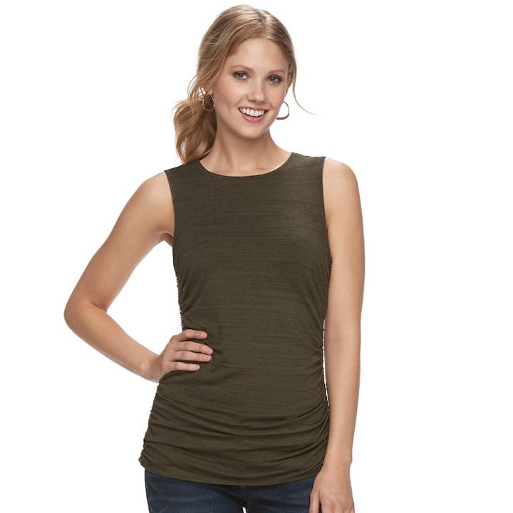 Women's Apt. 9&reg; Ruched Tank, Size: Xs, Dark Green