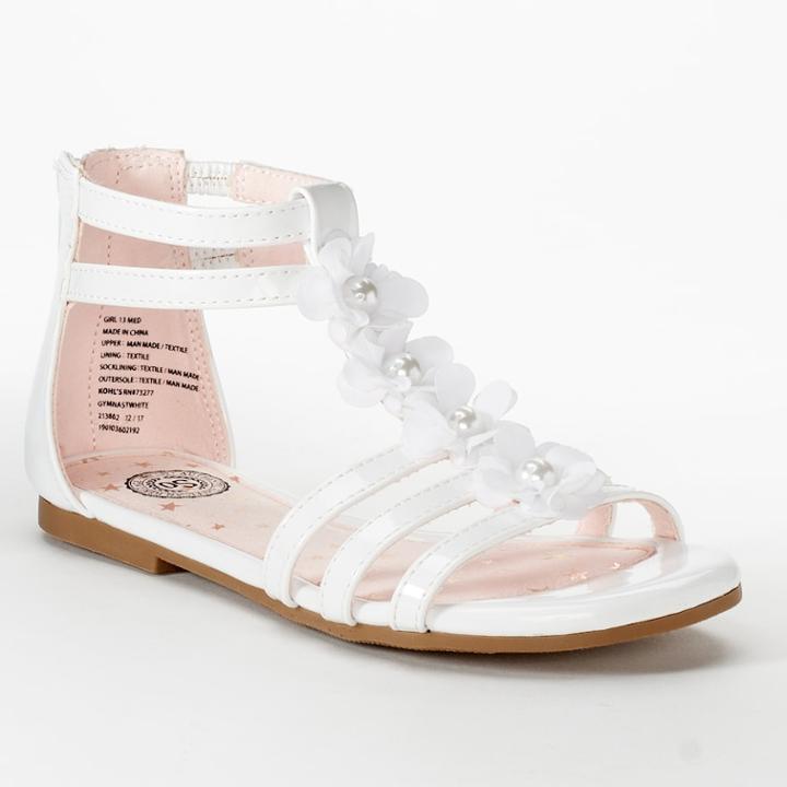 So&reg; Gymnast Girls' Gladiator Sandals, Size: 2, White