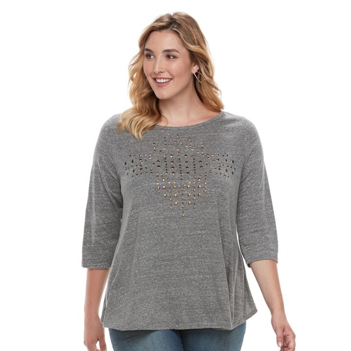 French Laundry Plus Size Embroidered Swing Top, Women's, Size: 1xl, Grey Other