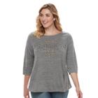 French Laundry Plus Size Embroidered Swing Top, Women's, Size: 1xl, Grey Other