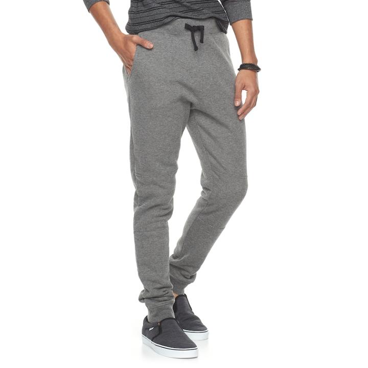 Men's Hollywood Jeans Piece-knee Jogger Pants, Size: Large, Grey (charcoal)