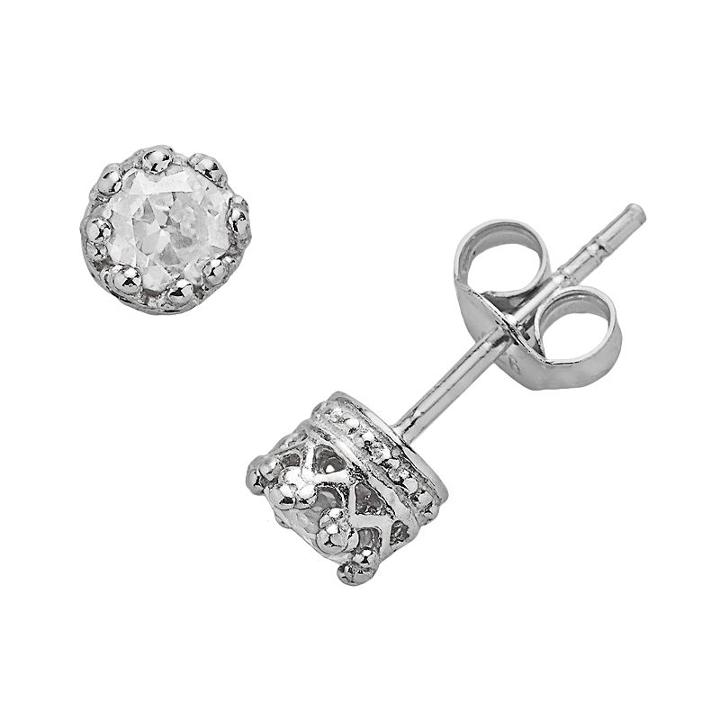 Junior Jewels Sterling Silver Lab-created Sapphire Crown Stud Earrings - Kids, Girl's