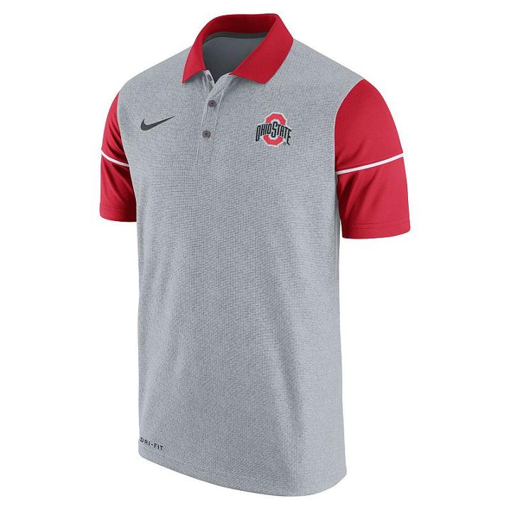 Men's Nike Ohio State Buckeyes Sideline Dri-fit Polo, Size: Large, Grey