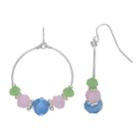 Colorful Bead Nickel Free Hoop Drop Earrings, Women's, Multicolor