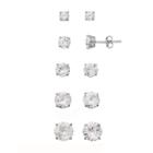 Sterling Silver Lab-created White Sapphire Stud Earring Set, Women's