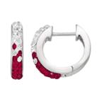 Texas A & M Aggies Crystal Sterling Silver Huggie Hoop Earrings, Women's, Purple