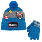 Boys 4-20 Super Mario Bros. Hat & Gloves Set, Blue (navy)