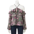 Juniors' Love, Fire Ruffle Off-the-shoulder Top, Teens, Size: Small, Dark Green