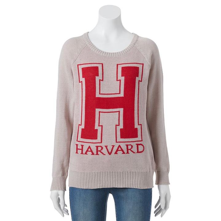 Juniors' Harvard Graphic Sweater, Girl's, Size: Medium, Dark Beige
