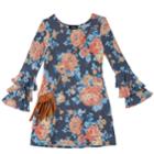 Girls 7-16 Iz Amy Byer Floral Knit Swing Dress With Purse, Size: Medium, Blue