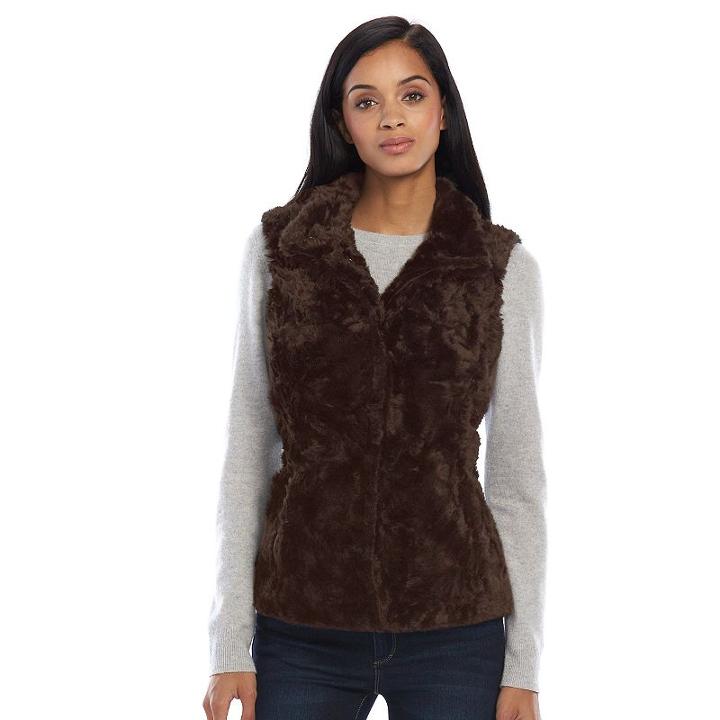 Women's Weathercast Faux-fur Vest, Size: Large, Brown