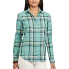 Women's Chaps Plaid Twill Shirt, Size: Small, Green Oth