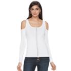 Women's Jennifer Lopez Embellished Cold-shoulder Sweater, Size: Xl, White