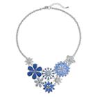 Blue Flower Collage Bib Necklace, Women's