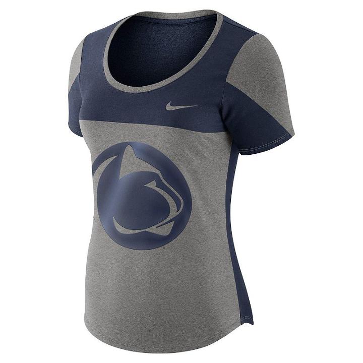 Women's Nike Penn State Nittany Lions Enzyme-washed Colorblock Tee, Size: Xl, Dark Grey