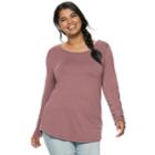 Juniors' Plus Size Mudd&reg; Crewneck Tee, Teens, Size: 2xl, Beig/green (beig/khaki)