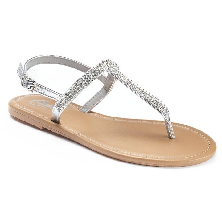 Candie's&reg; Women's Rhinestone T-strap Sandals, Size: Xl, Silver