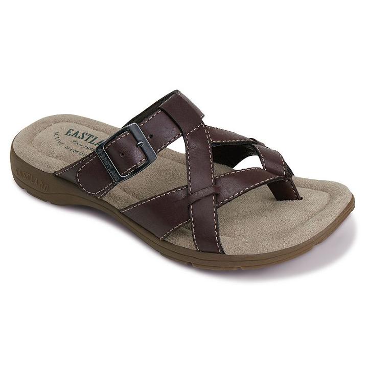 Eastland Pearl Women's Strappy Thong Sandals, Size: Medium (6), Dark Brown