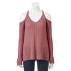Juniors' Pink Republic Slubbed Cold-shoulder Sweater, Girl's, Size: Medium, Brown