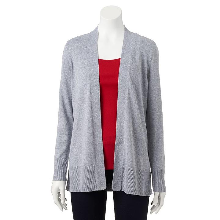 Women's Croft & Barrow&reg; Essential Open-front Cardigan, Size: Xl, Med Grey