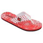 Women's College Edition Louisville Cardinals Floral Polka-dot Flip-flops, Size: Large, White