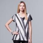 Women's Simply Vera Vera Wang Abstract Jacquard Tee, Size: Small, Black