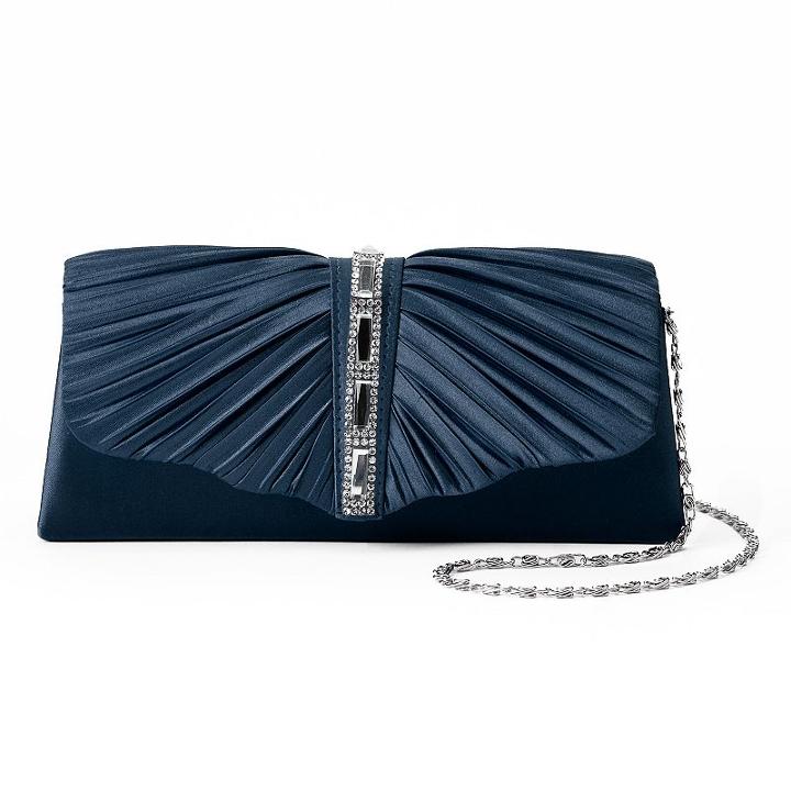 Gunne Sax By Jessica Mcclintock Andrea Satin Ruched Rhinestone Clutch, Women's, Blue