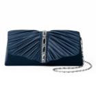 Gunne Sax By Jessica Mcclintock Andrea Satin Ruched Rhinestone Clutch, Women's, Blue