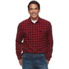 Men's Sonoma Goods For Life&trade; Plaid Flannel Button-down Shirt, Size: Small, Dark Red