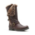 Qupid Women's Faux-fur Buckle Boots, Girl's, Size: 9, Brown