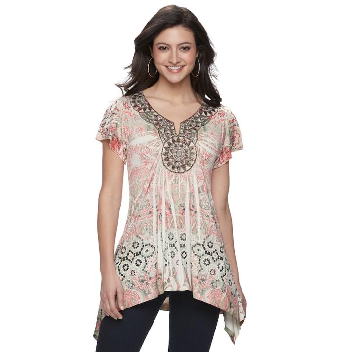Women's World Unity Crochet Medallion Top, Size: Small, Brown
