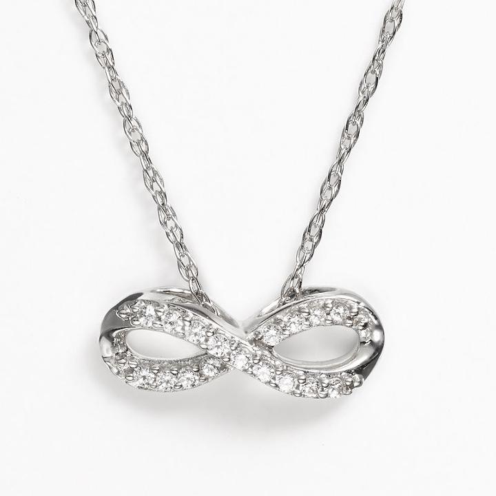 Diamond Petites 10k White Gold 1/10-ct. T.w. Diamond Infinity Pendant, Women's